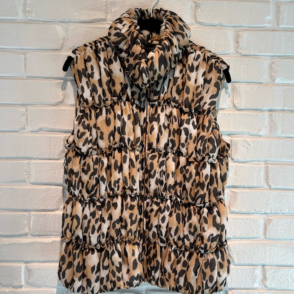 St. John Brown and Black Boxy Tiered Sleeveless Vest
